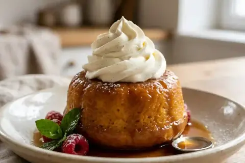 Baba au rhum, un délice moelleux nappé de sirop, couronné de chantilly vanillée et garni de framboises. Une recette à savourer !