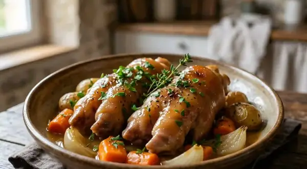 Délicieuse recette de pied de cochon à l'ancienne, mijoté avec des légumes racines et des herbes fraîches. Un plat réconfortant.