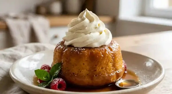 Baba au rhum, un délice moelleux nappé de sirop, couronné de chantilly vanillée et garni de framboises. Une recette à savourer !