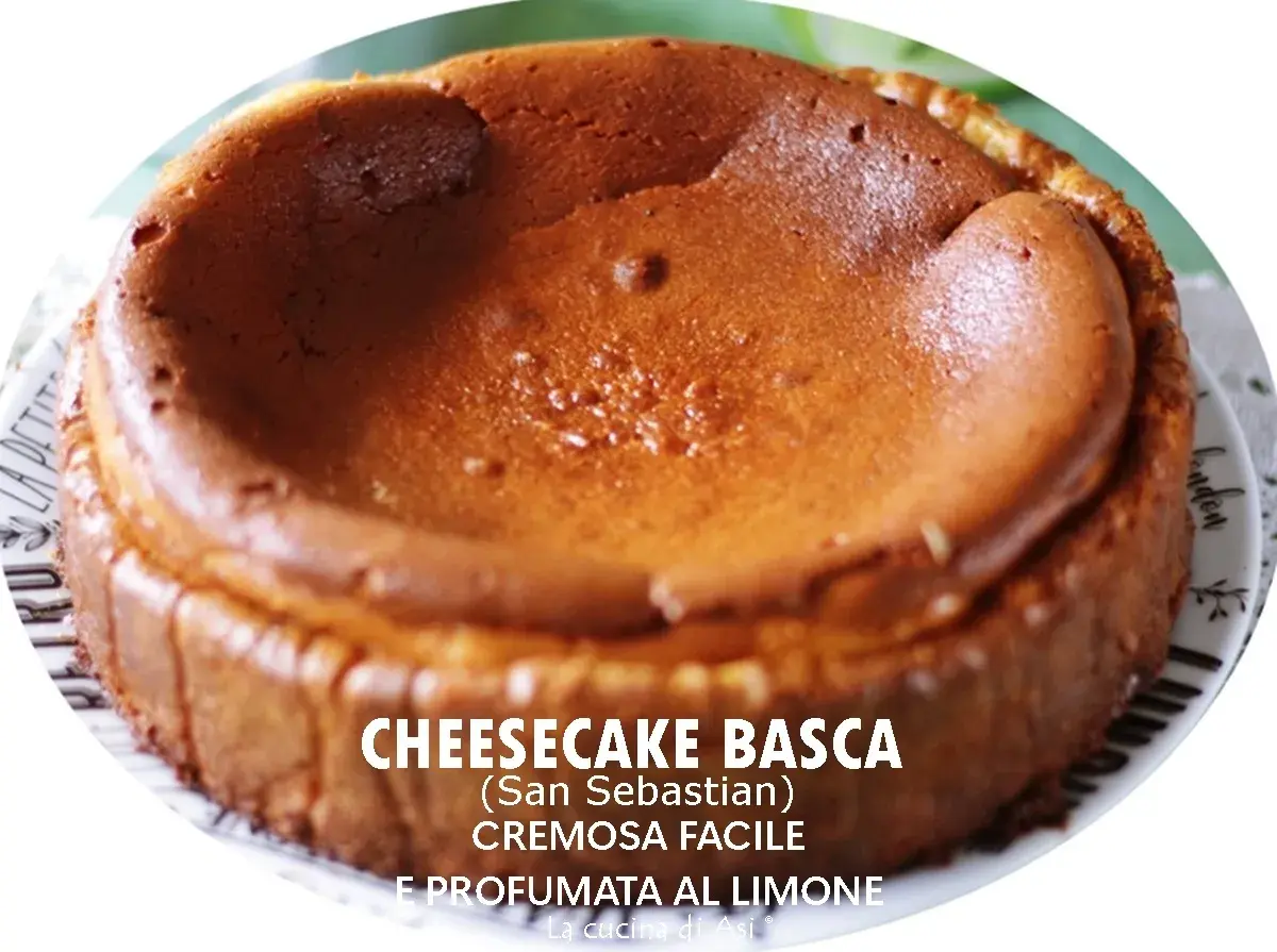 Un délicieux cheesecake basque, doré et crémeux, prêt à être dégusté.