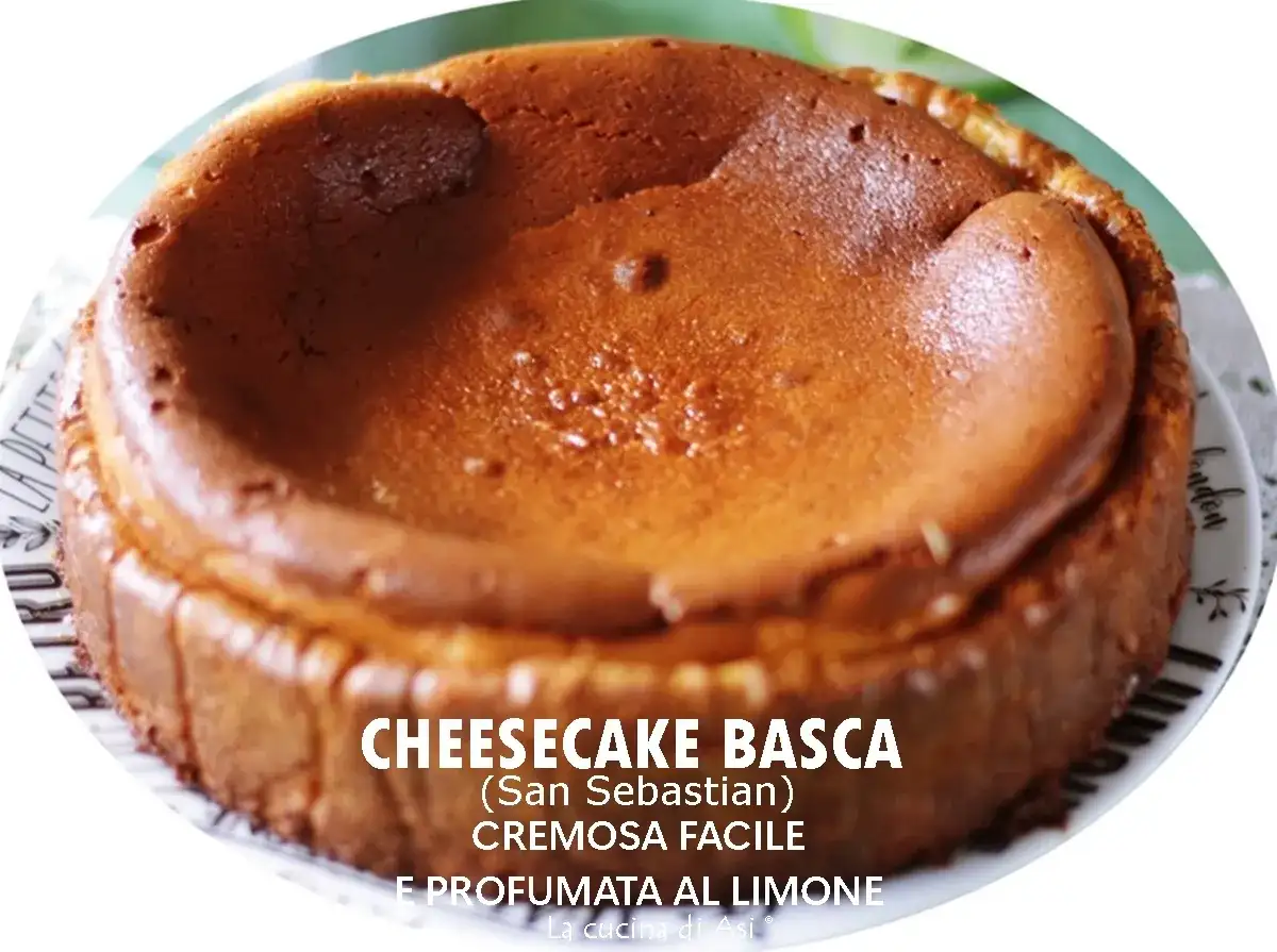 Un délicieux cheesecake basque, doré et crémeux, prêt à être dégusté.