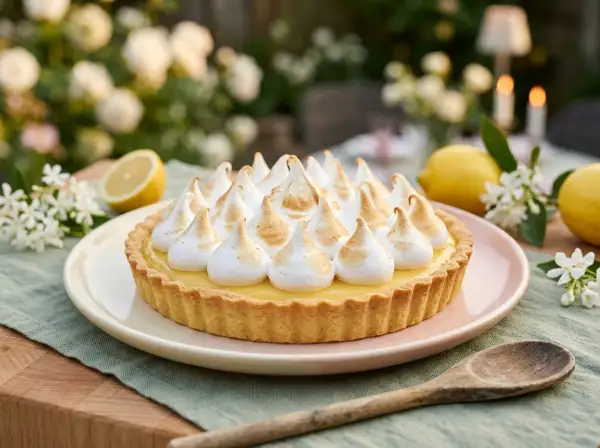 Tarte citron meringuée parfaite, avec sa crème jaune vif et sa meringue dorée. Une invitation à la gourmandise, idéale pour une recette d'été.